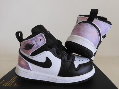 Nike Air Jordan 1 Mid Se (Td) Zen Master Black-B Coral-White Sz 6c