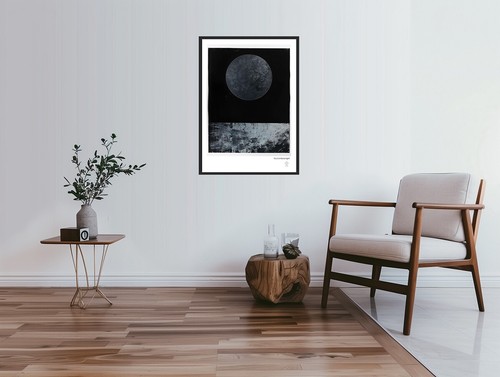 Minimalistischer abstrakter Wandkunstdruck - Zen-inspiriertes schwarz & blaues geometrisches Design - Bild 3 von 4