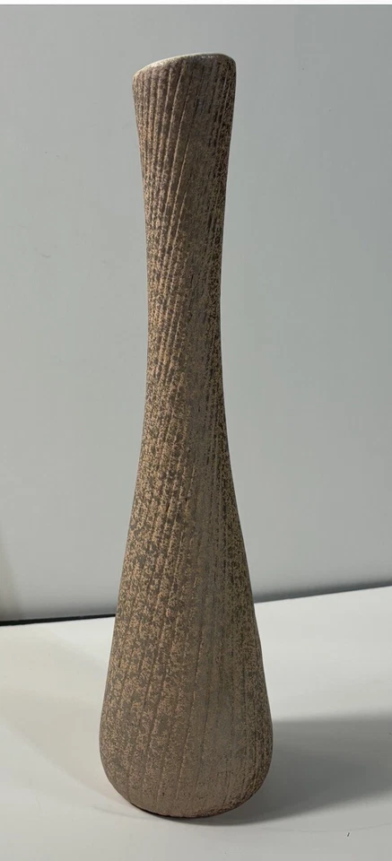 VTG SHAWNEE Vase USA Pottery Bud Vase  MCM PINK Swirled Ribbed SILVER Speckled - Image 2 of 4