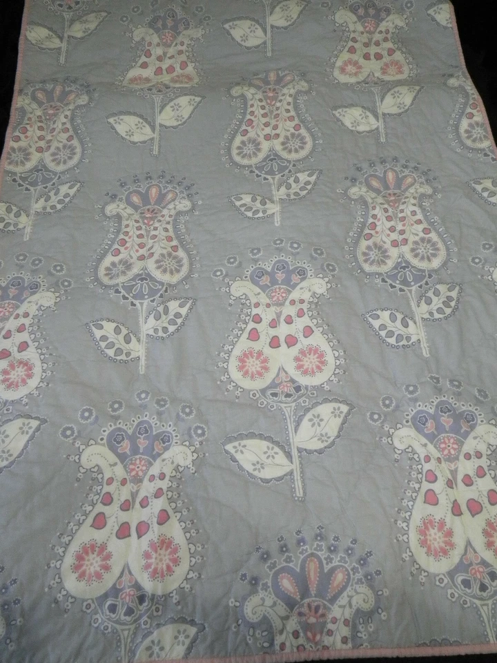 Edredom Pottery Barn Kids Chelsea berço cama infantil paisley floral rosa - Imagem 2 de 4