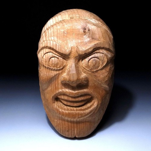 Masque Noh Japonais En Bois Sculpté - Femme Mystérieuse Kagura - Pièce Ancienne Originale