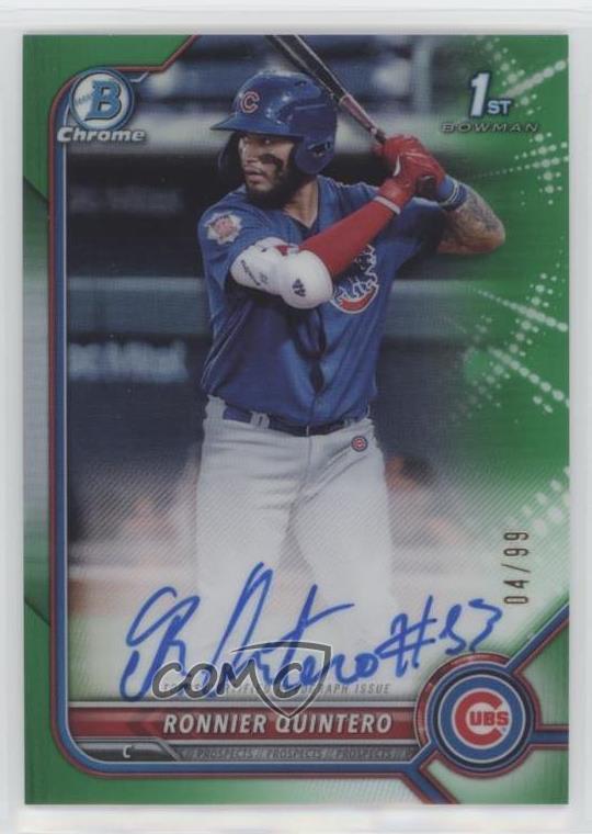 2022 Bowman Chrome Prospect Green Refractor 4/99 Ronnier Quintero #CPA-RQT Auto