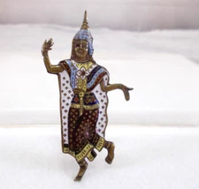 VTG Royal Siam Multicolor Enamel Brass Thai Dancer Brooch Free Shipping