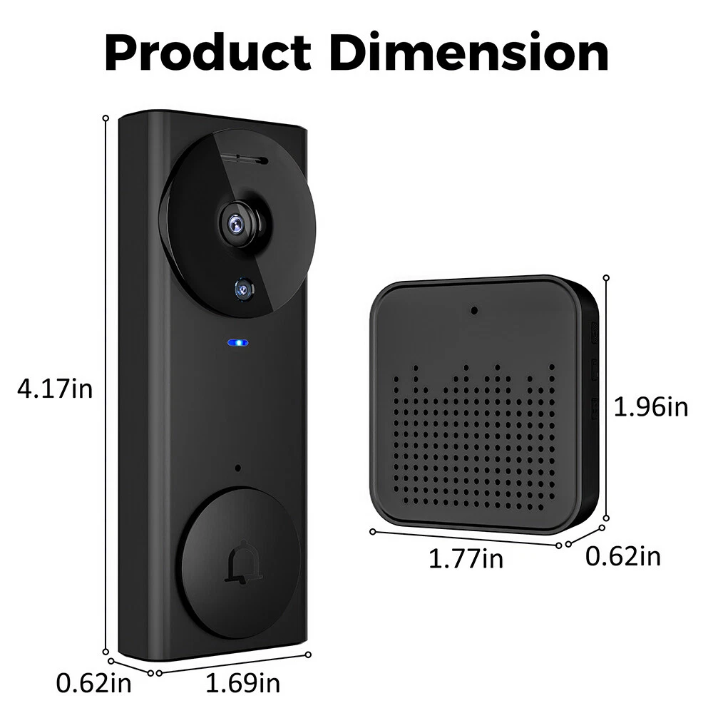 Smart WiFi Wireless Video Doorbell with Intercom and Chime-image