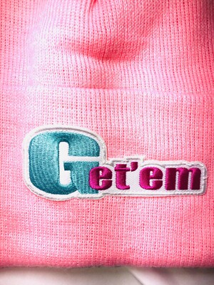 Get em ProSeries Pink & Turquoise Logo Beanie