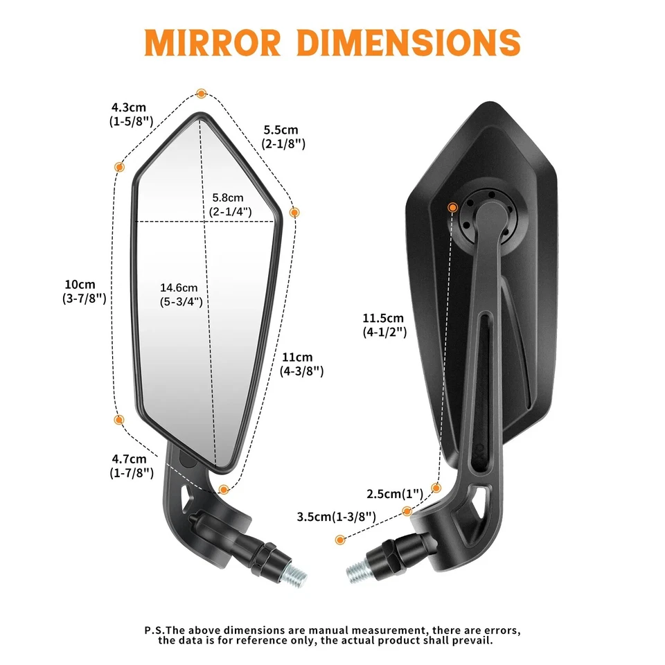 For Honda Grom MSX125 Pair Black Motorcycle Mirrors Rear View Side Wing Mirrors Foto 4 de 4