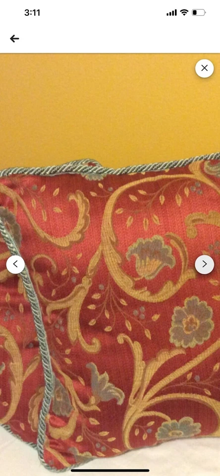 3 Custom Made Pillows And Neckroll With Cording And Ruffles - Image 4 of 4