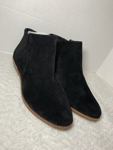 Black Leather Suede Ankle Boots Size 