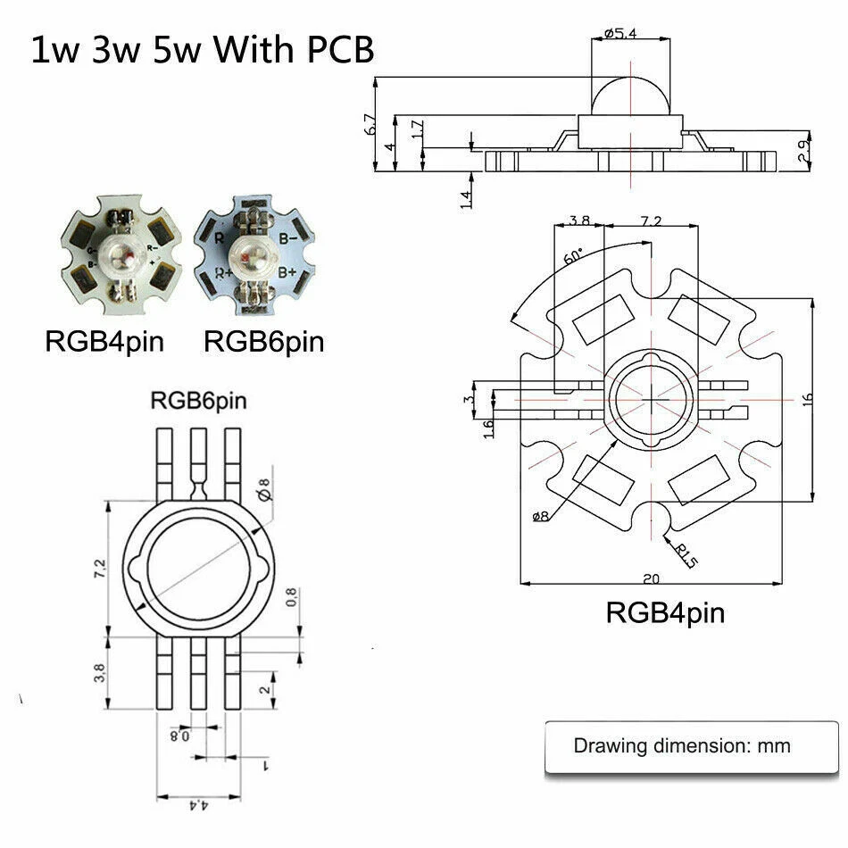 3W High Power LED Chip Light Beads White Red Blue Green UV IR LED emitting diode - Image 4 of 4