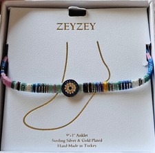 TURKISH EVIL EYE THREAD ANKLET ANKLET BRACELET PROTECTION  STERLING SILVER