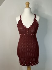 Free People Keep Going Mini Slip Dress Garnet Burgundy Size S New