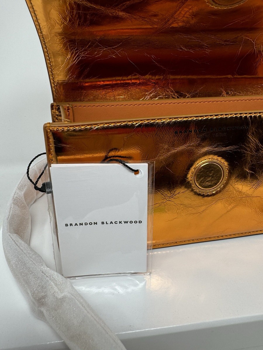 Brandon Blackwood Crystal Top Handle Bag - Blue Handle Bags  Brandon Blackwood Metallic Orange Baguette display picture 1