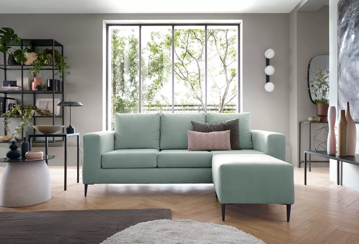 Capri Reversible Corner Sofa Soft Linen Small Sofa Sets for Livings Rooms