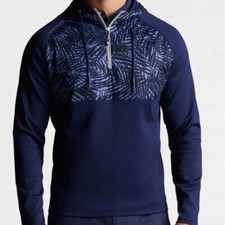 NWT PETER MILLAR 1/4 Zip Pullover HOODIE Navy Blue YOUTH L Large 11-12 MSRP 150