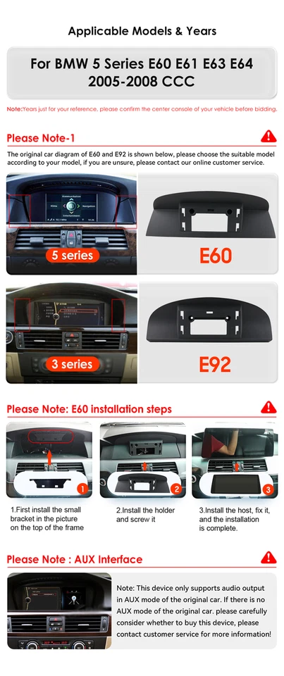 32G 10.25" Android13 Coche Estéreo Carplay Para BMW Serie 5 E60 E61 CCC GPS WIFI BT Foto 3 de 4