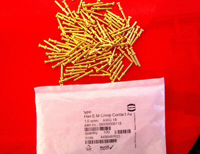 100 Stück Harting vergoldete Crimpstifte 1,0 mm² Steckverbinder Zubehör Stecker