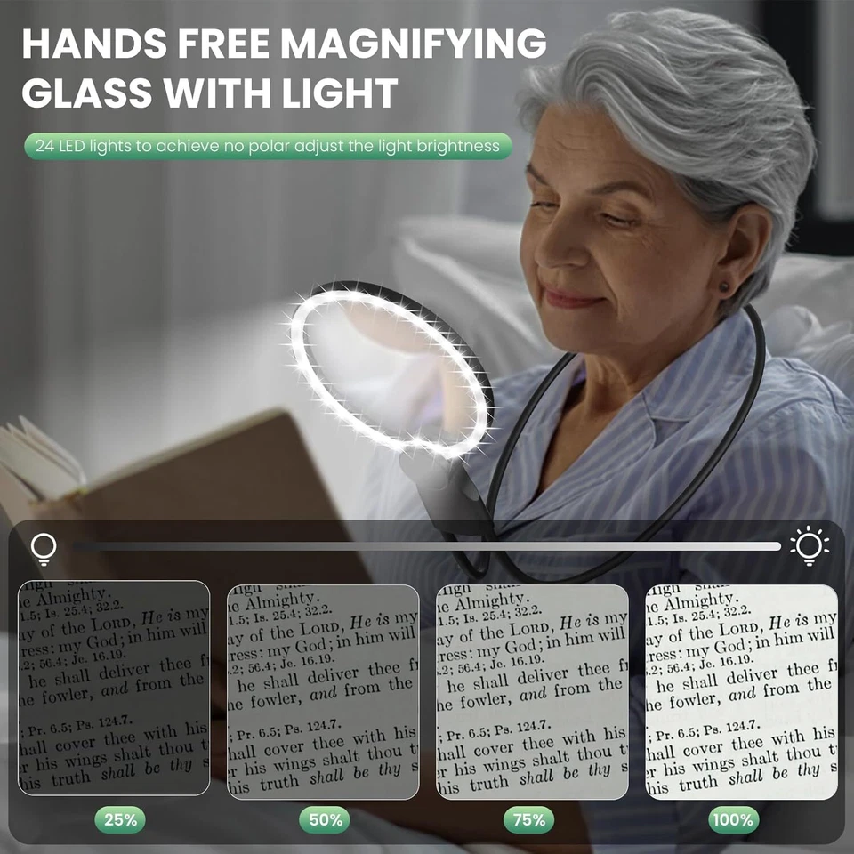 5X Rechargeable LED Lighted Magnifying Glass - Hands-Free Full Page Viewer - Image 2 of 4