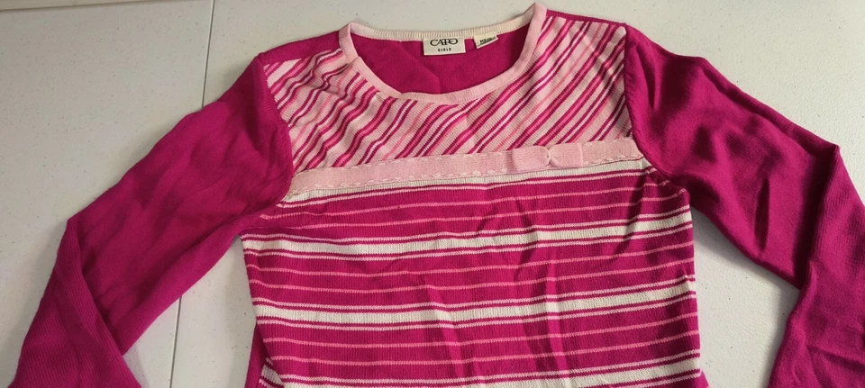 Suéter Pullover Cato Niñas Cuello Redondo Rayas Manga Larga Rosa Talla M (8/10) G001 Foto 3 de 4