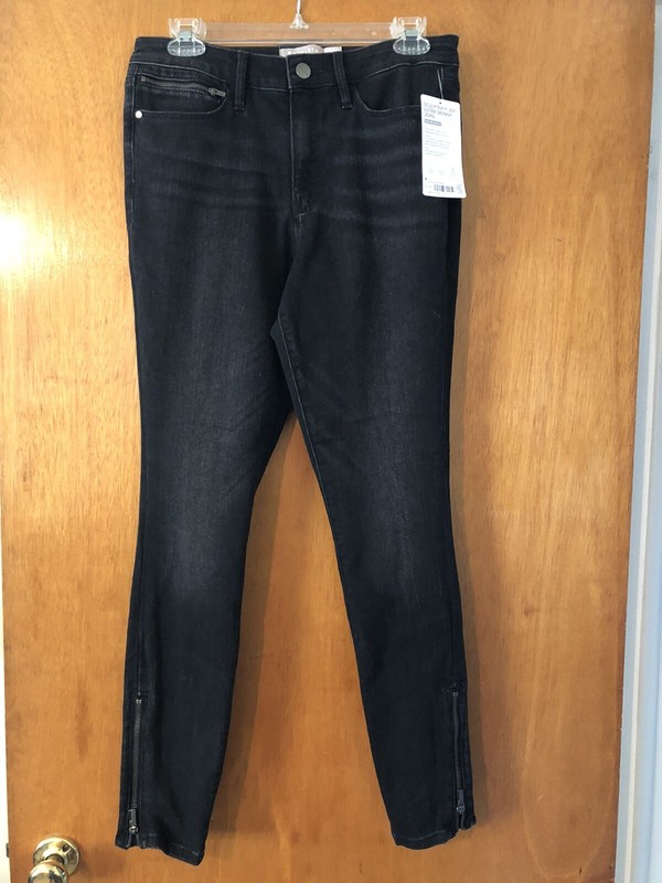NWT ATHLETA SCULPTEK Sz. 8 ZIP Ultra Skinny Jeans High Rise Black Charcoal $118
