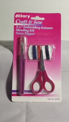 Sewing Mending Kit 3.5 inch Scissors Seam Ripper Thread Buttons Choice of Color - Picture 6 of 7