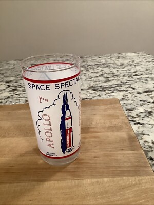 Vtg Space Spectaculars Of The US Apollo 7 Drink Glass * Free Shipping*