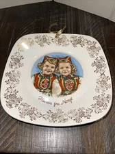Norwegian 1950’s Figgjo Flint Hilsen Fra Norge Hanging Plate “Twins”