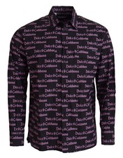 DOLCE & GABBANA Shirt Black Purple Logo Slim Dress Formal 39 / US15.5/ S 900usd