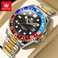OLEVS Men's Quartz Watch Calendar Waterproof Watches Stainless Steel Band