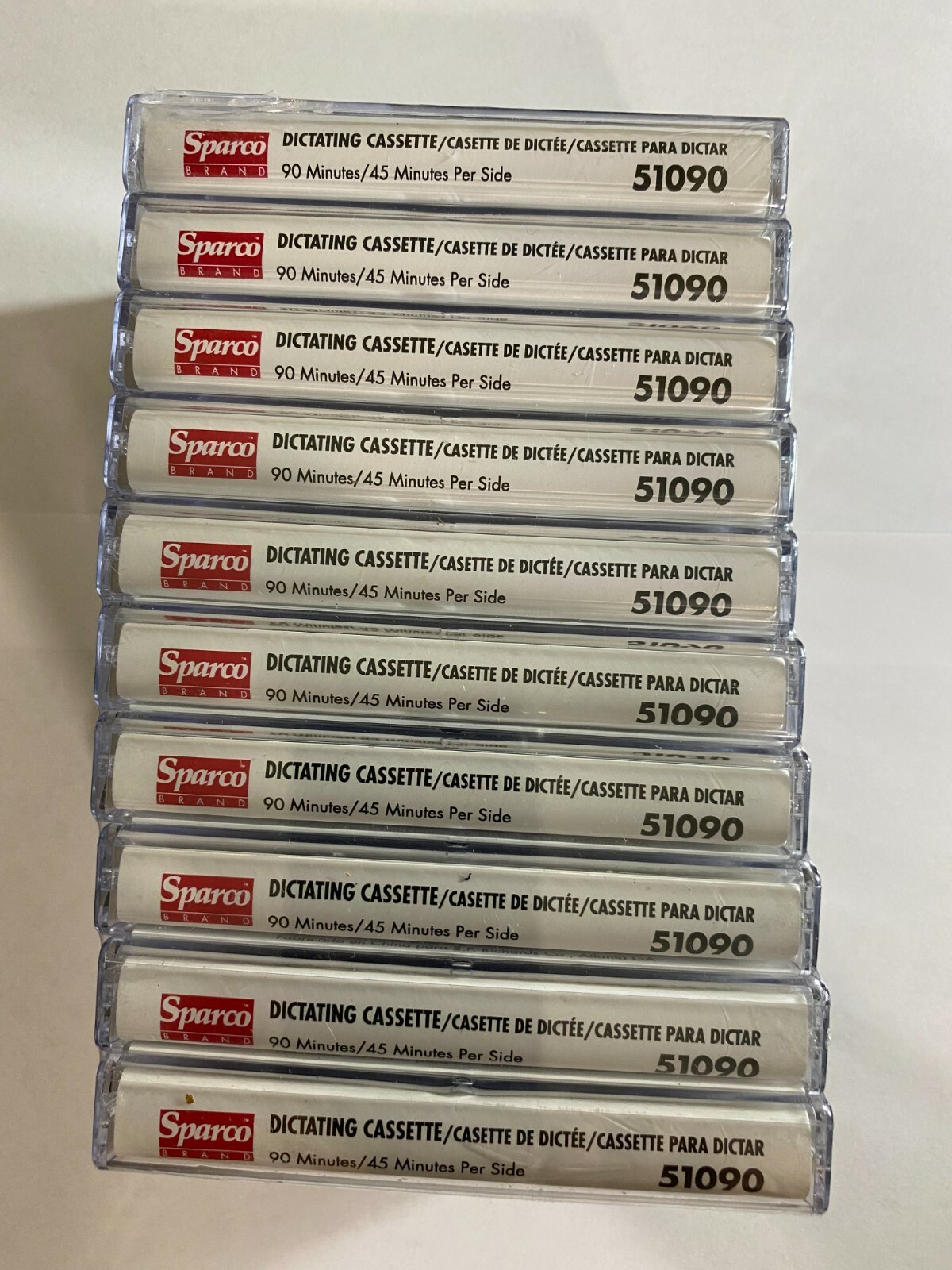 NEW lot of 10 Sparco 90min Dictating Cassette #51090 .