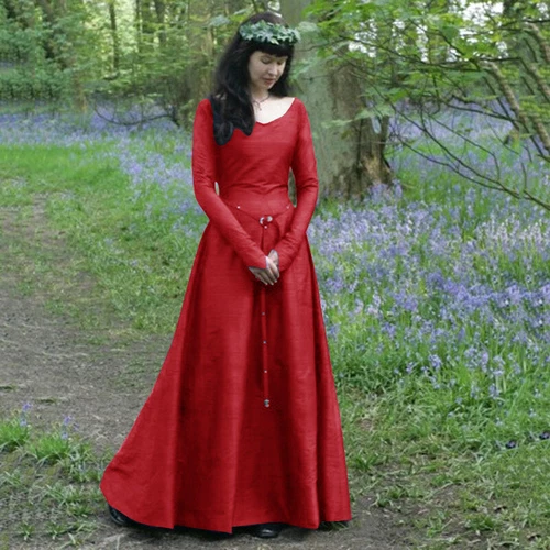 Women Wedding Gow Renaissance Costume Elves Fantasy Dress Vintage Medieval Dress - Picture 11 of 11