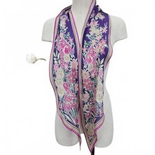 Vintage Floral With Metallic Printing Silk Scarf By Osca De La Renta