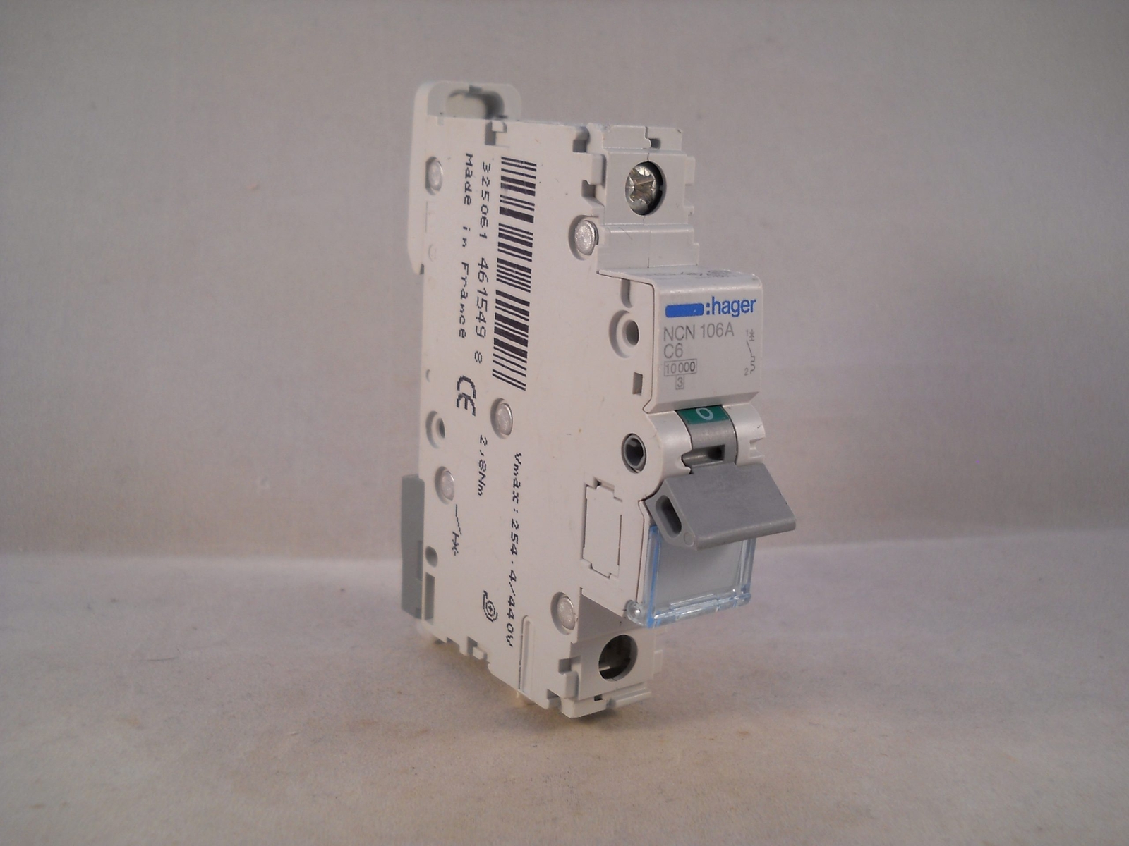 Hager MCB 6 Amp Single Pole Circuit Breaker Type C 6A C6 NCN106A