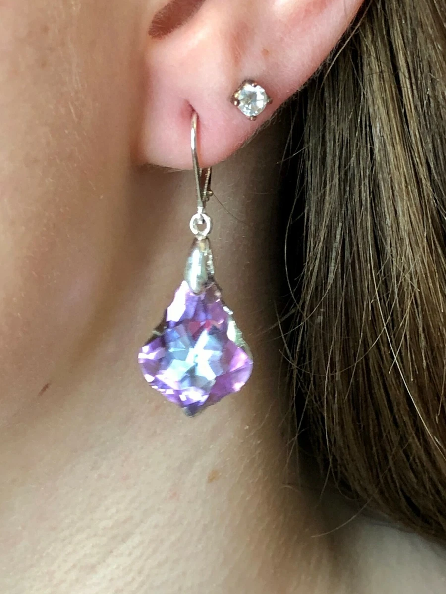 Lavender crystal earrings clearance