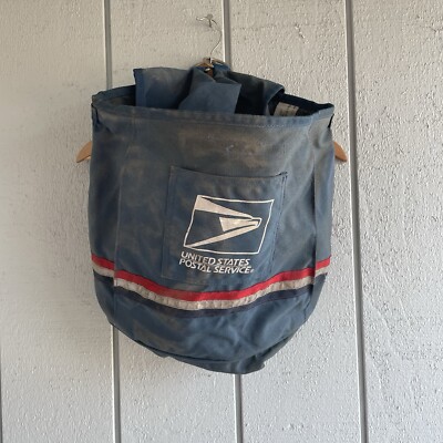 Vintage USPS Satchel Mail Blue Messenger Employee Bag Reflective No Strap 