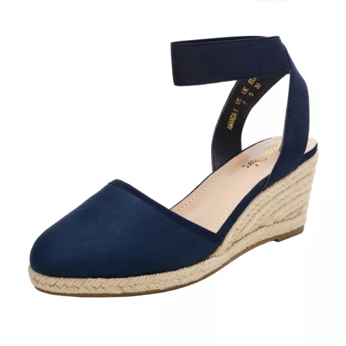 Damenschuhe Espadrilles Keilabsatz elastische Knöchelriemen eng anliegend elegante Schuhe - Bild 19 von 38