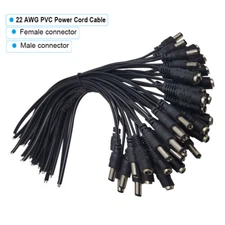 22AWG DC Power socket Jack Connector Cable Plug 5.5x2.1mm  Male Female Wire 25cm