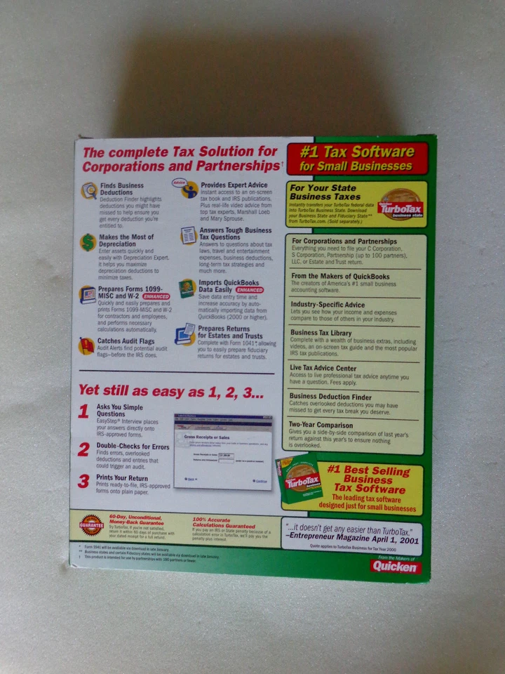 Intuit TurboTax Business for Tax Year 2001(New!Factory sealed retail box) - Image 3 of 4