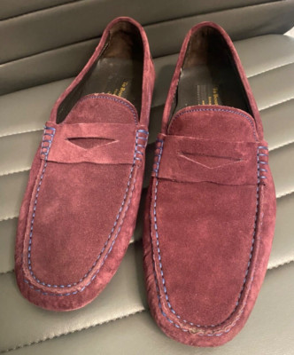 TO BOOT NEW YORK Adam Derrick Drivers Loafers Shoe Mens 9 BURGUNDY Suede Mitchum