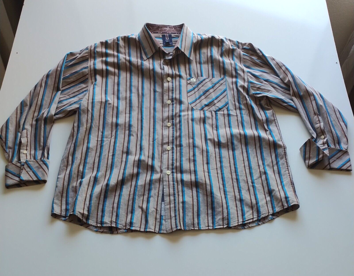 phat farm dress shirts Phat Farm Mens Terry Cloth Button Up Shirt Black Grey Colorblock XXL NWT