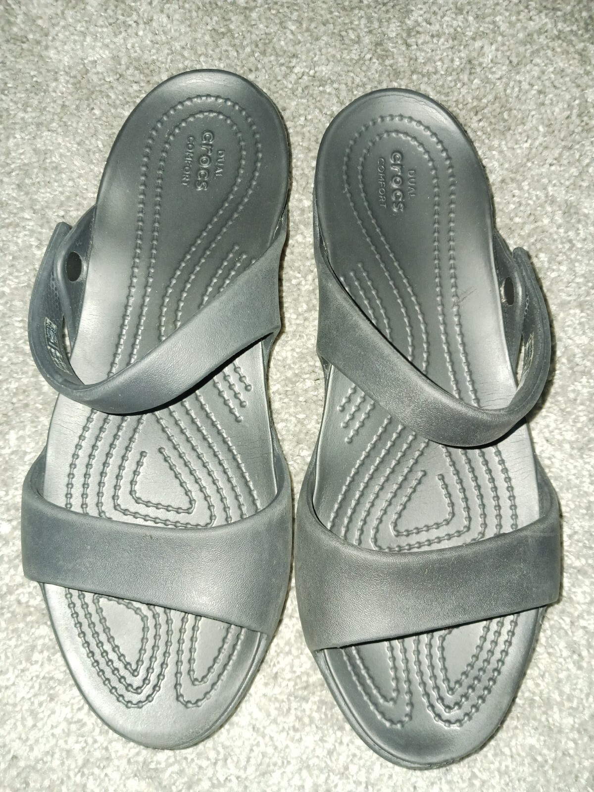 EUC Crocs Black Dual Comfort 2 Strap Slip On Sandals Womens 9 | eBay