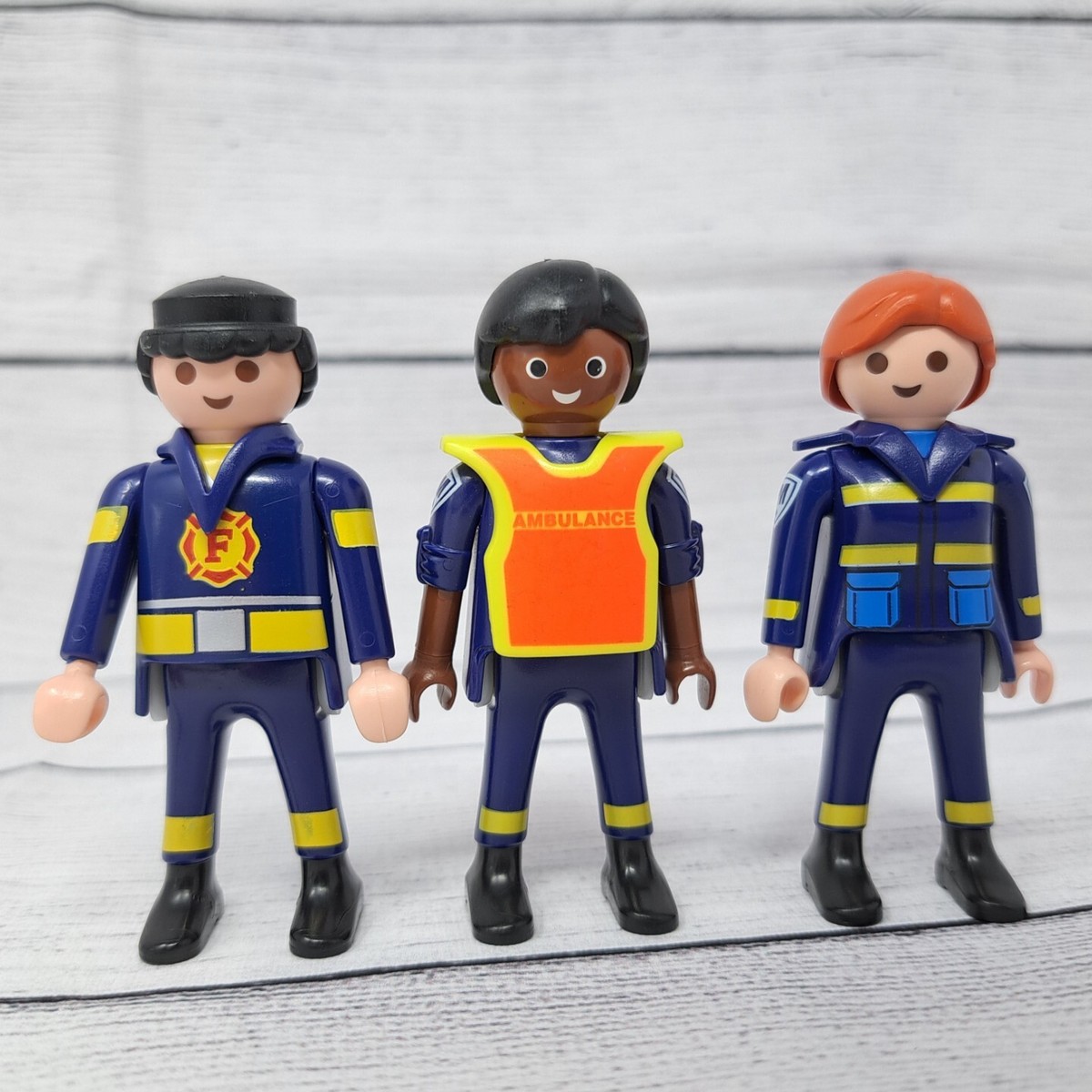 Vintage 1997 Geobra Playmobil 3 First Responders Fireman Paramedic