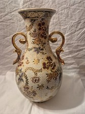 vaso orientale in ceramica dipinto a mano, altezza 36 cm, marchio del produttore sul fondo