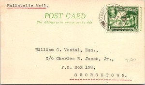 British Guiana 1937 Berbice Railway Card / Philatelic - L44006