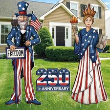 4th of July Yard Sign 3PCS 32" Independence Day Lawn Decor 250th Anniversary