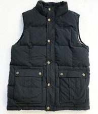 Land's End Kids Down Vest Boys Size M 10-12 Navy Blue Quilted Plush Lined Sherpa