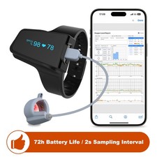 Wellue O2 Max Wrist Finger Pulse Oximeter 72h Sleep SpO2 HR Monitor + PC Report