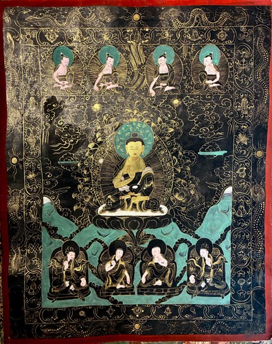 tibetan buddhist thangka, thanka,painting, hand painted on cloth 19.5x24.5"