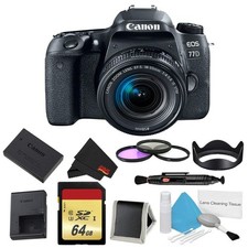 Canon EOS 77D DSLR Camera 18-55mm Lens Bundle w/ 3 Piece Filter  Memory Kit In