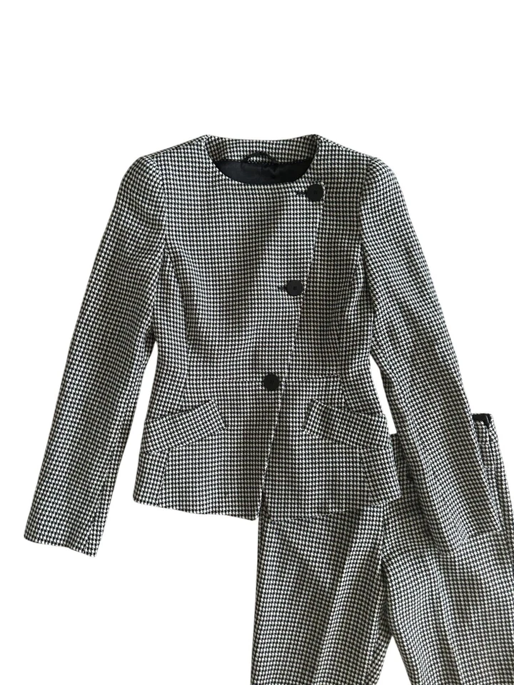 EMPORIO ARMANI Women’s Houndstooth Black White Jacket Pants Suit Sz US 36 - Image 3 of 4