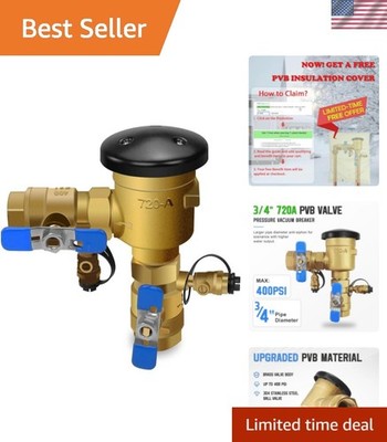 UPGRADED 3/4'' 720A Pressure Vacuum Breaker Assembly, Thickened Brass Backflow...